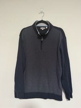 Ted Baker Navy Quarter Zip Pullover Size XL Geometric Print